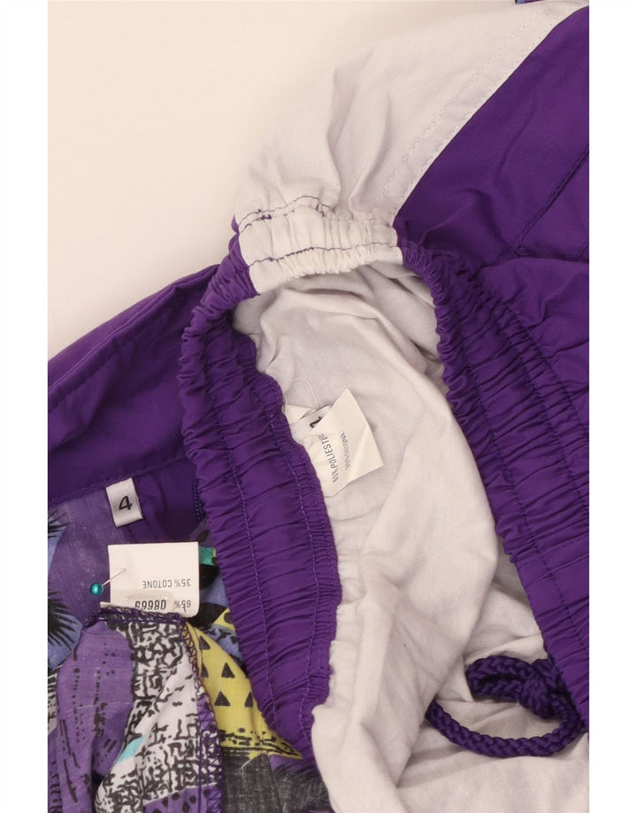 Tuta intera vintage da donna vestibilità ampia UK 16 grande patchwork viola