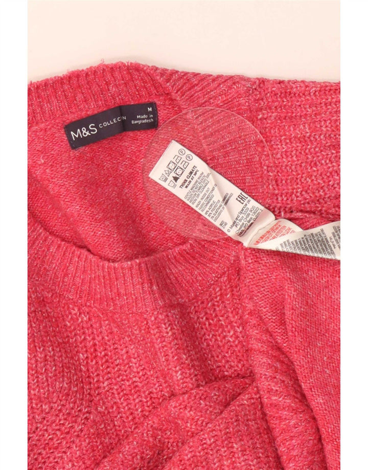 Maglione maglione girocollo da donna Marks & Spencer UK 14 rosa medio chiazzato