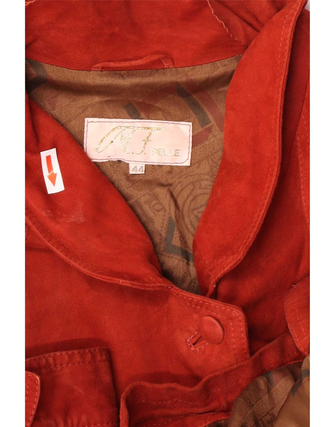 Giacca vintage oversize in pelle scamosciata da donna IT 44 in pelle rossa media