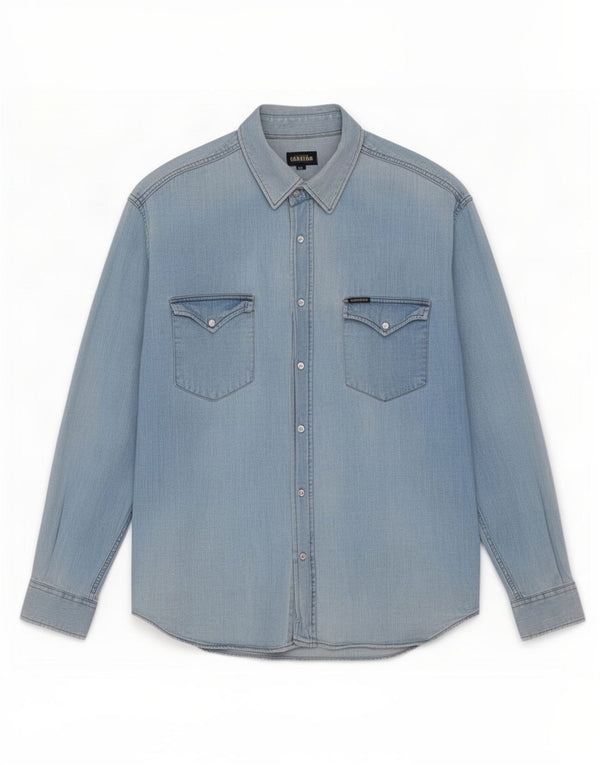 Camicia di jeans da uomo Carrera XL in cotone blu
