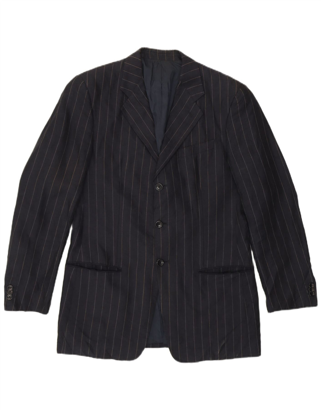 Giacca blazer da uomo Armani Collezioni IT 48 piccola gessata blu navy