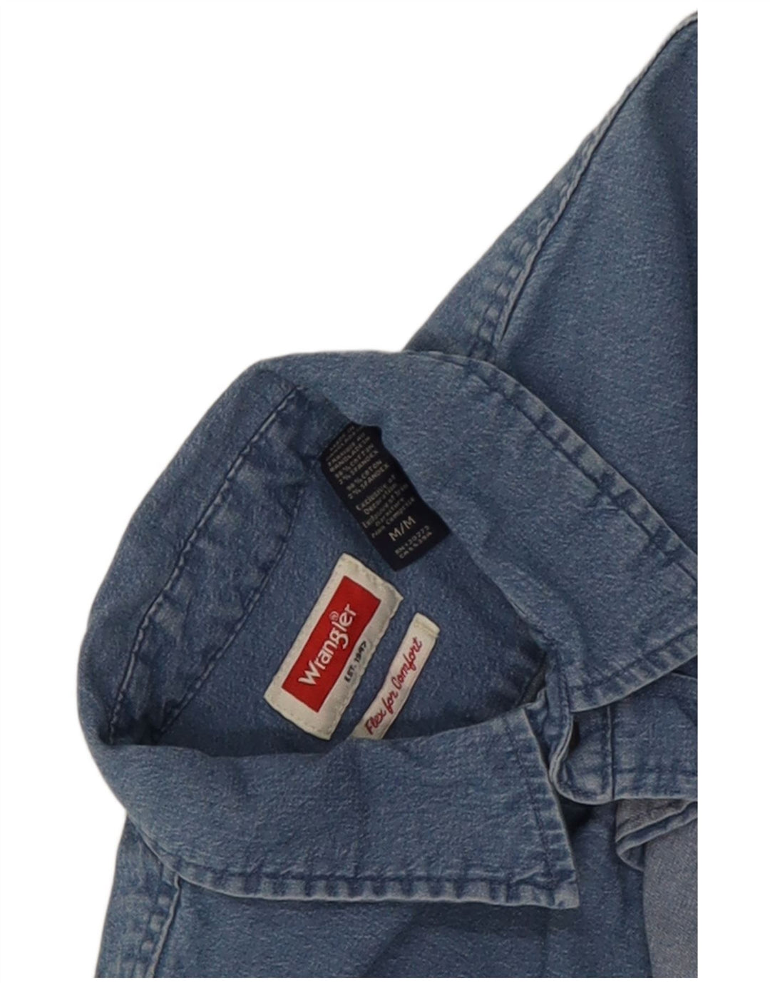 Camicia di jeans a maniche corte da uomo Wrangler in cotone blu medio