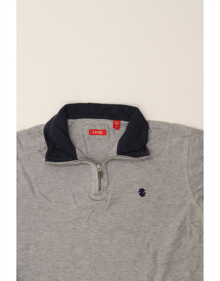 IZOD Mens Zip Neck Sweatshirt Jumper Small Grey Cotton Vintage Izod and Second-Hand Izod from Messina Hembry 