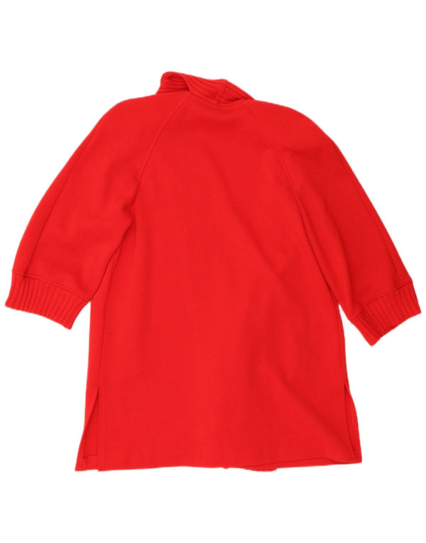Luisa Spagnoli maglione cardigan aperto lungo da donna UK 16 grande rosso