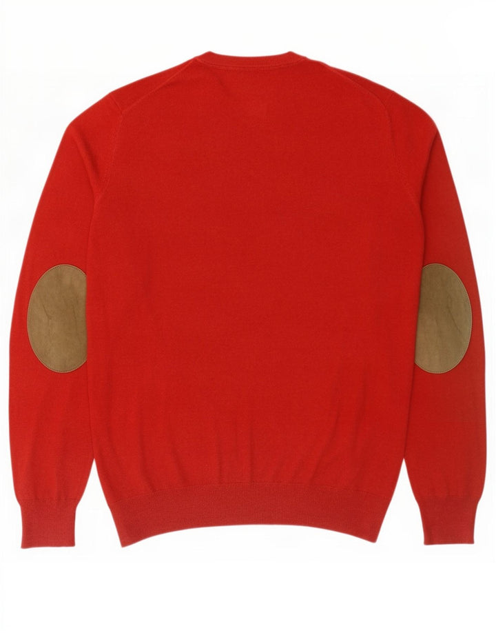 Maglione da uomo con scollo a V Massimo Dutti in cotone rosso medio