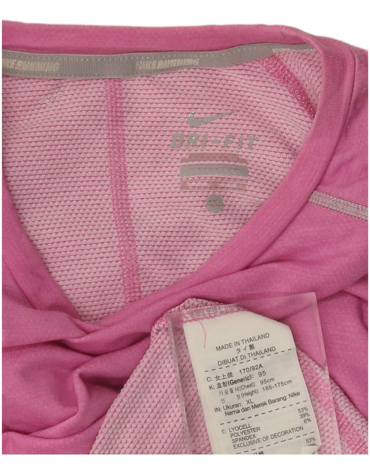 Top NIKE Dri Fit da donna a maniche lunghe UK 18 XL Lyocell rosa