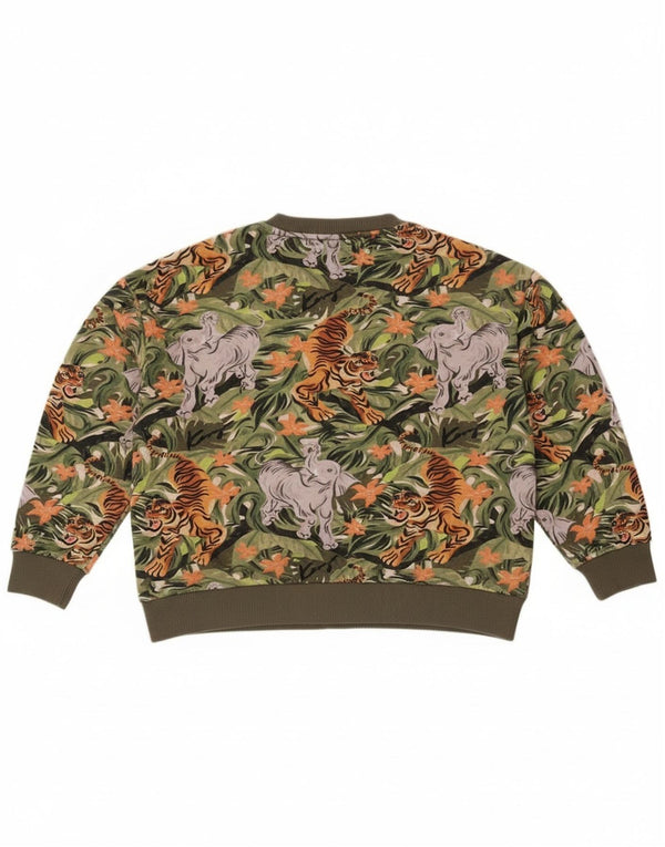 Felpa grafica per ragazze Kenzo, 11-12 anni, cotone con stampa animalier kaki