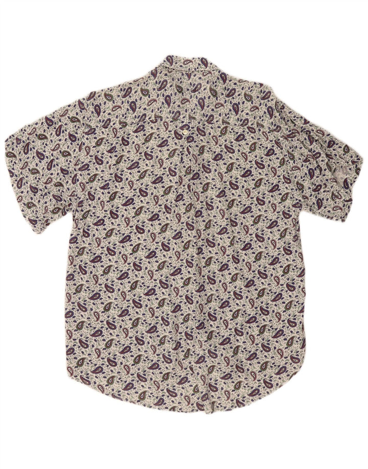Camicia Benetton Uomo Manica Corta Small Bianca Paisley Viscosa
