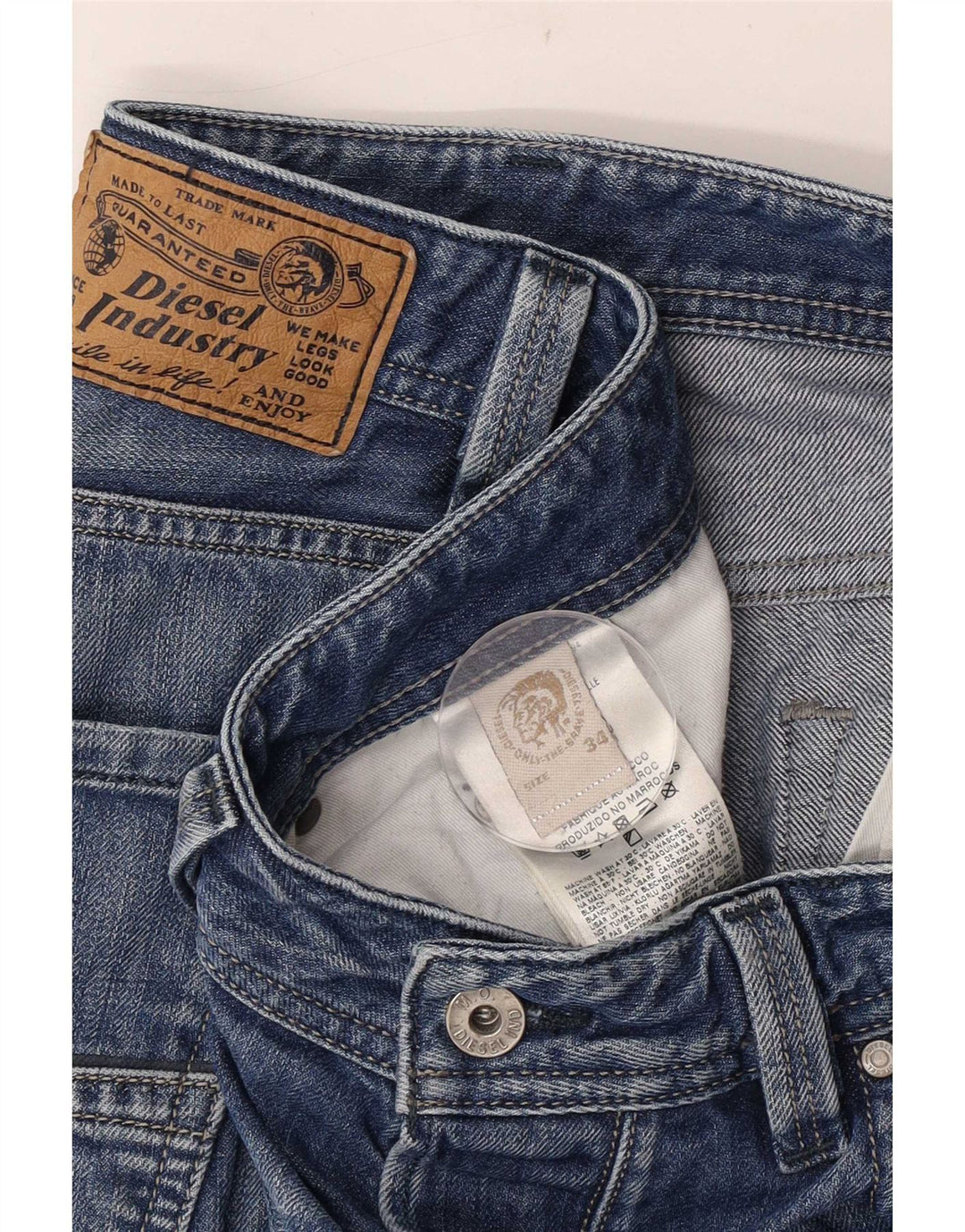 Jeans dritti da uomo Diesel W34 L34 cotone blu