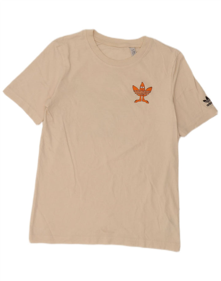 T-shirt grafica da uomo Adidas Top Small in cotone bianco sporco