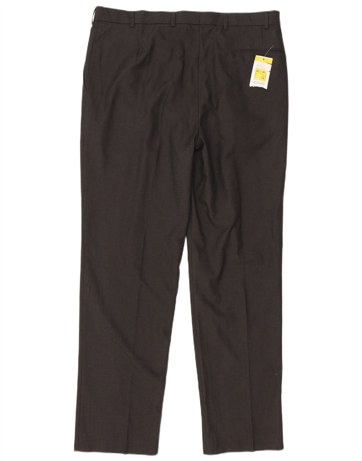 Pantaloni da abito dritti da uomo Marks & Spencer W38 L33 poliestere marrone