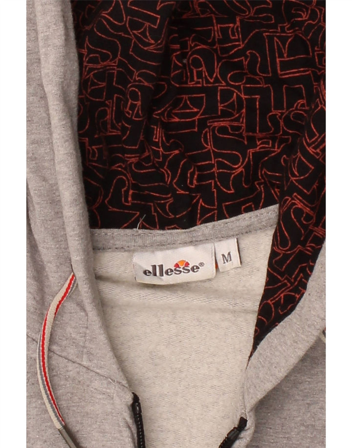 ELLESSE Womens Zip Hoodie Sweater UK 14 Medium Grey Cotton