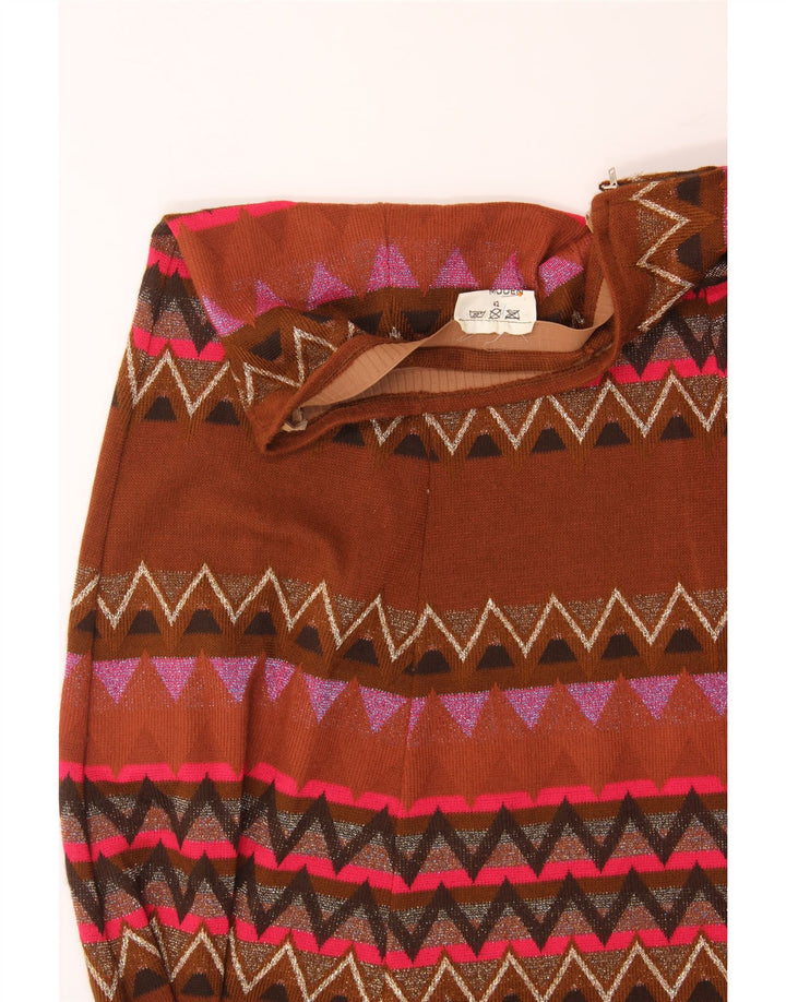 Gonna maxi svasata da donna VINTAGE IT 42 media W30 multicolore geometrica