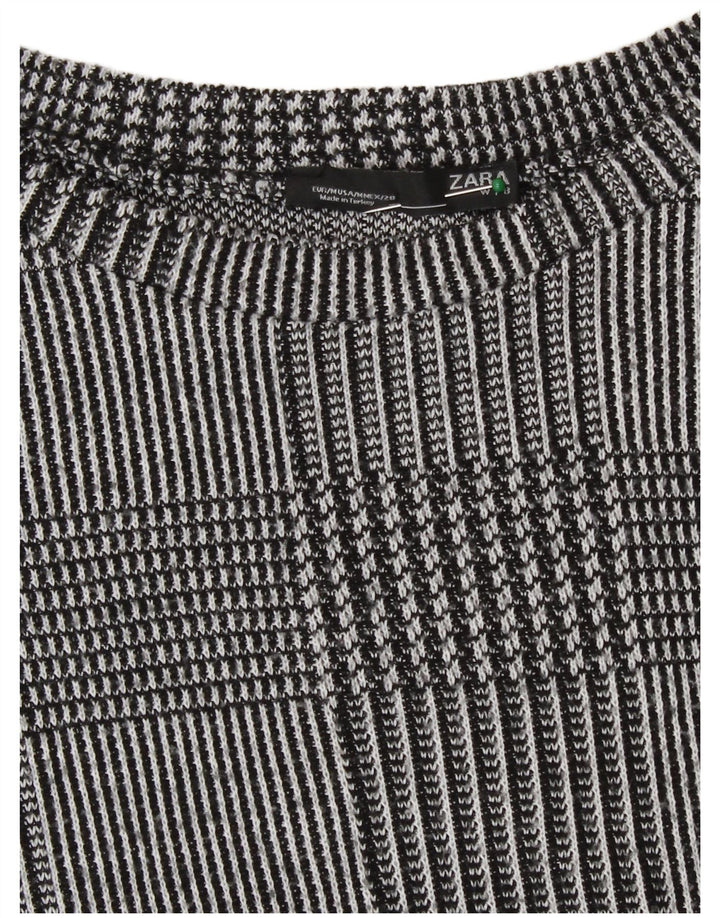 Top Zara da donna a maniche lunghe UK 14 Poliestere pied de poule grigio medio