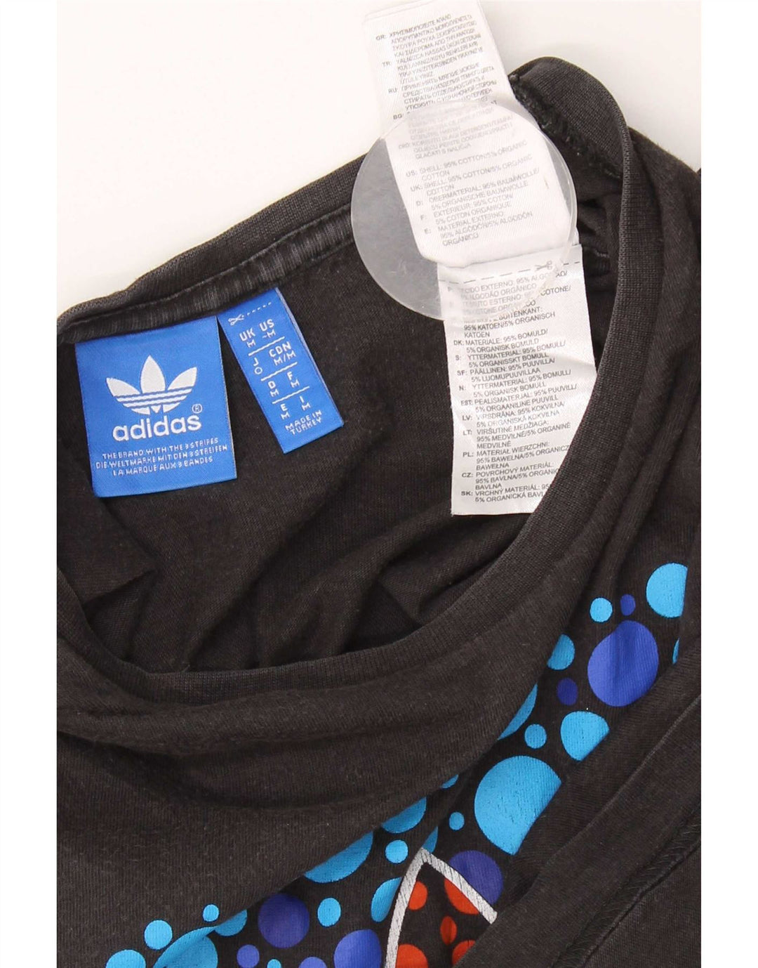 T-shirt grafica da uomo Adidas Top in cotone nero medio