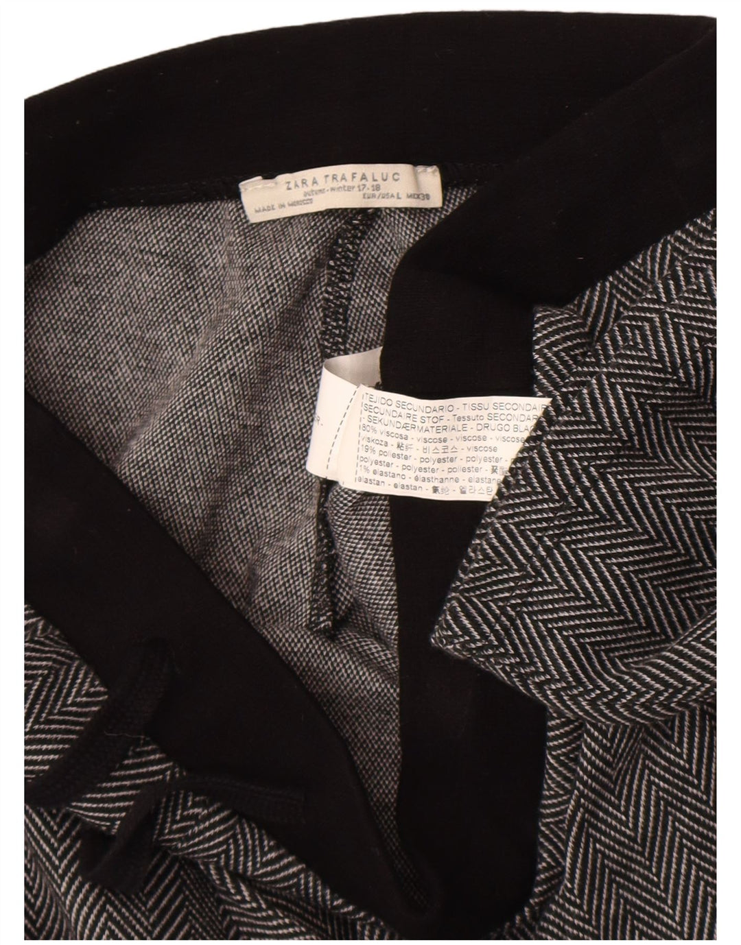 Pantaloni corti Zara Trafaluc da donna grandi W30 L23 grigi a spina di pesce