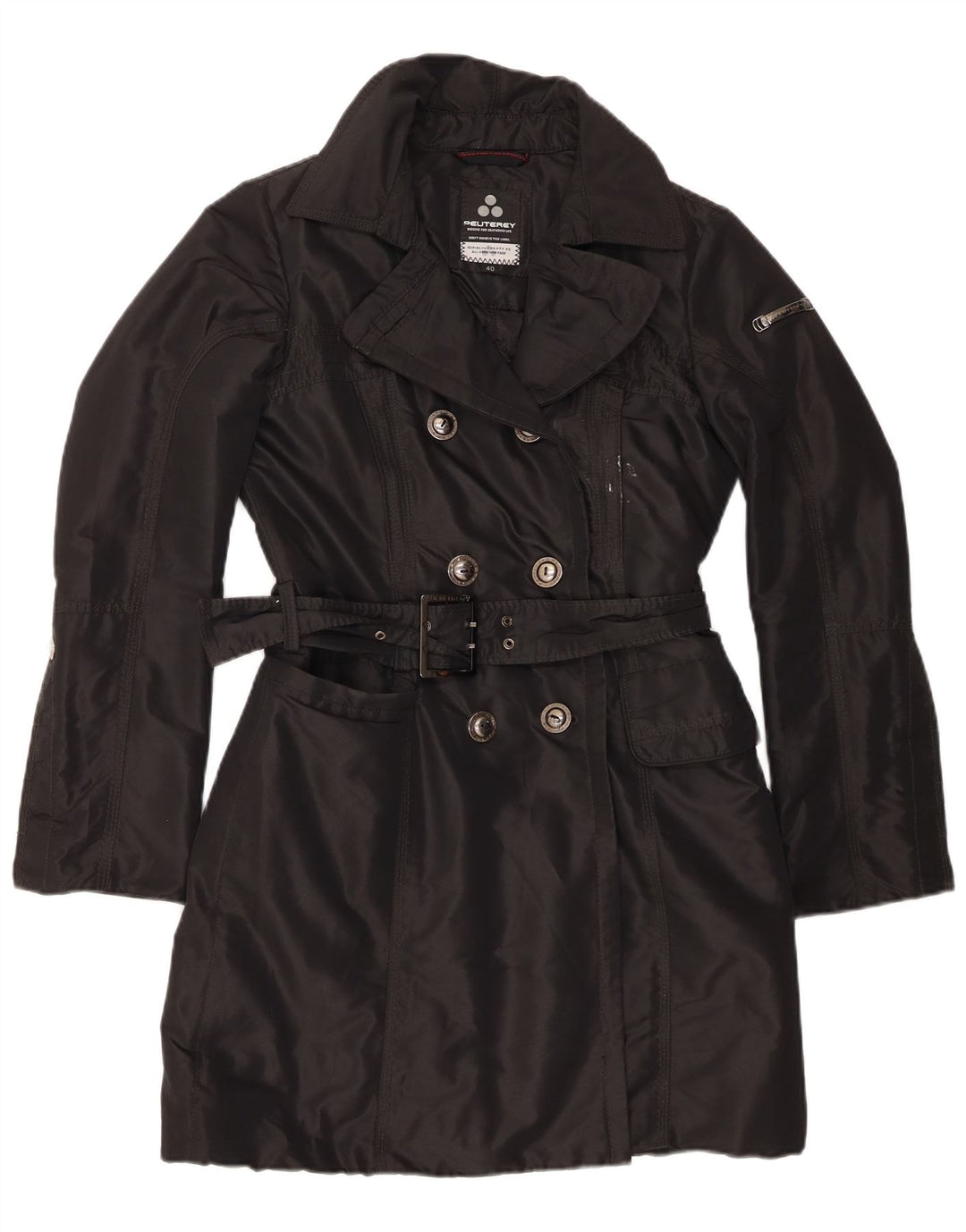 PEUTEREY Cappotto Doppiopetto Donna IT 40 Small Nero Poliestere