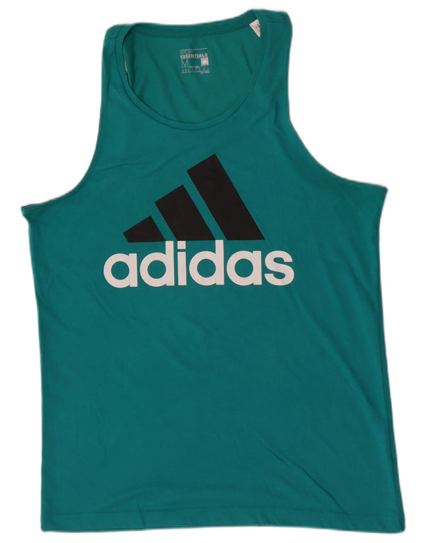 Canottiera grafica Adidas Climalite da uomo, cotone medio turchese