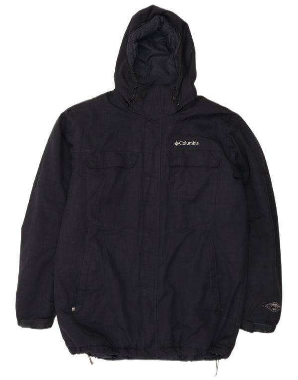 Columbia Mens Hooded Windbreaker Jacket UK 40 Large Navy Blue Polyester