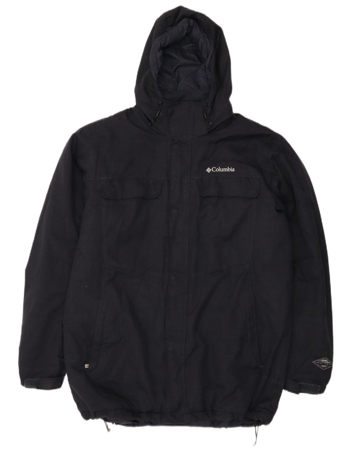 Giacca a vento con cappuccio da uomo Columbia UK 40 Large in poliestere blu navy