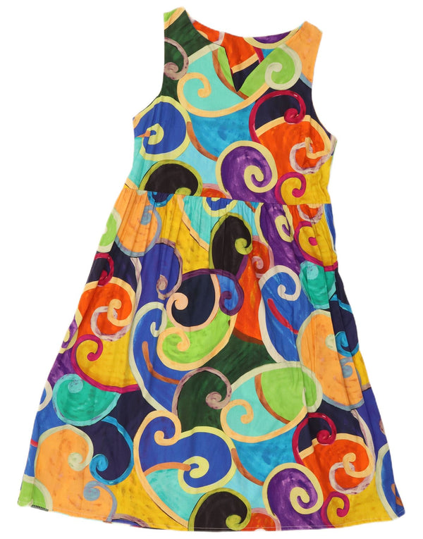 Abito vintage da donna senza maniche a trapezio UK 12 Paisley medio multicolore