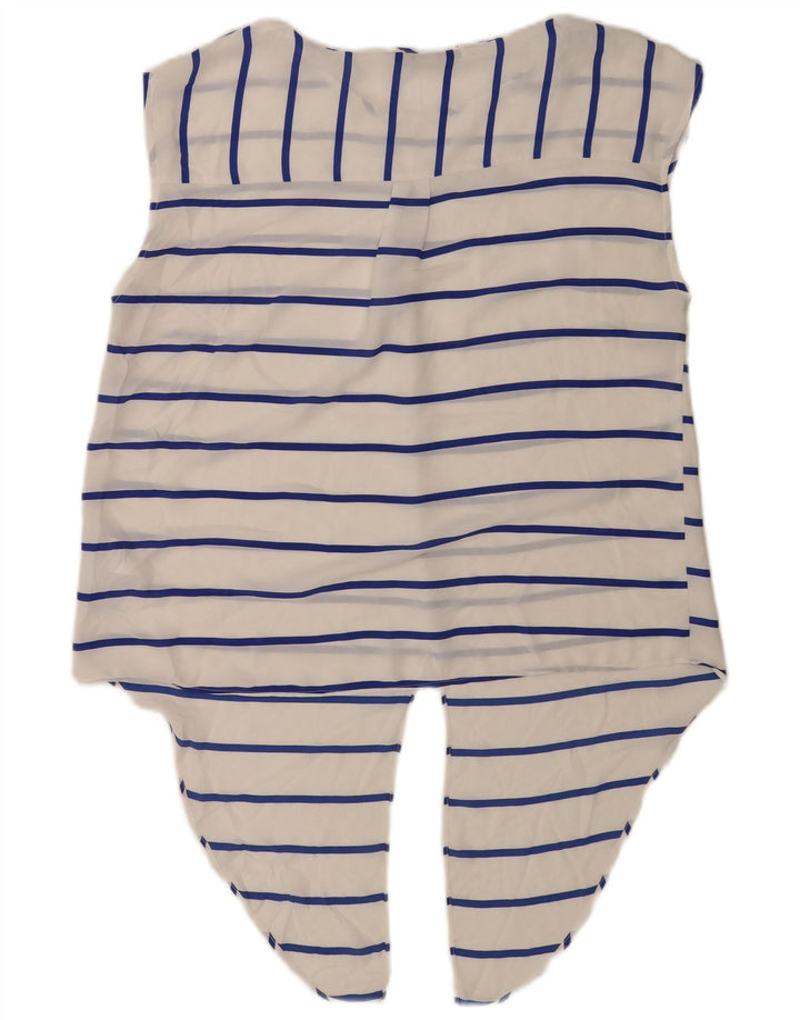 Oasis Camicetta da donna senza maniche con allacciatura sul davanti UK 16 Large White Striped