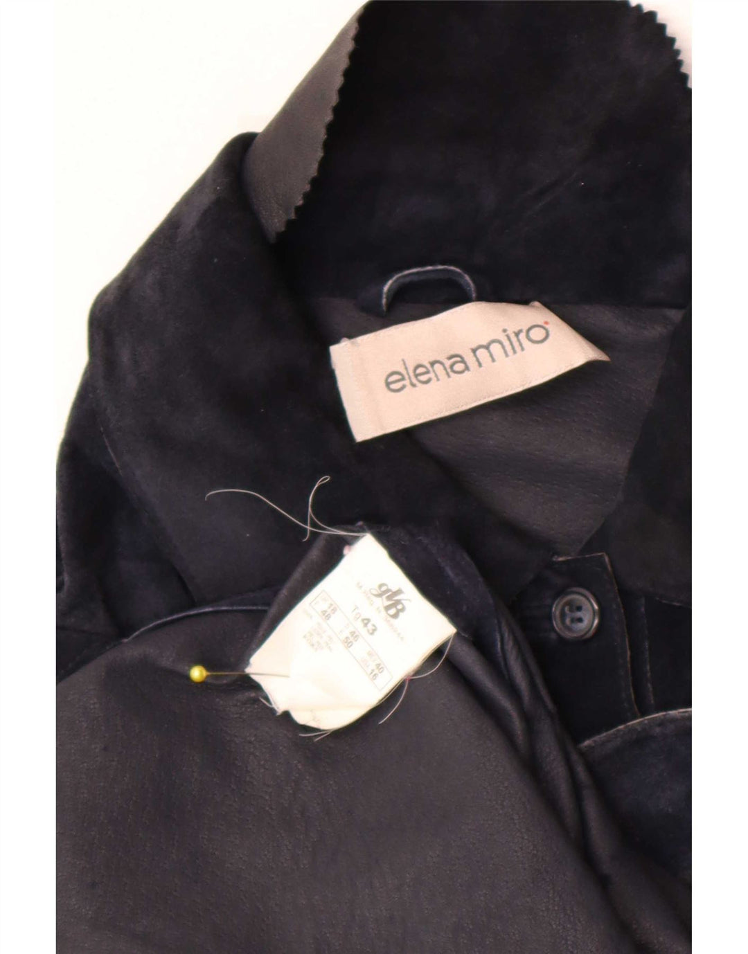 ELENA MIRO Giacca scamosciata da donna UK 18 XL Pelle blu navy