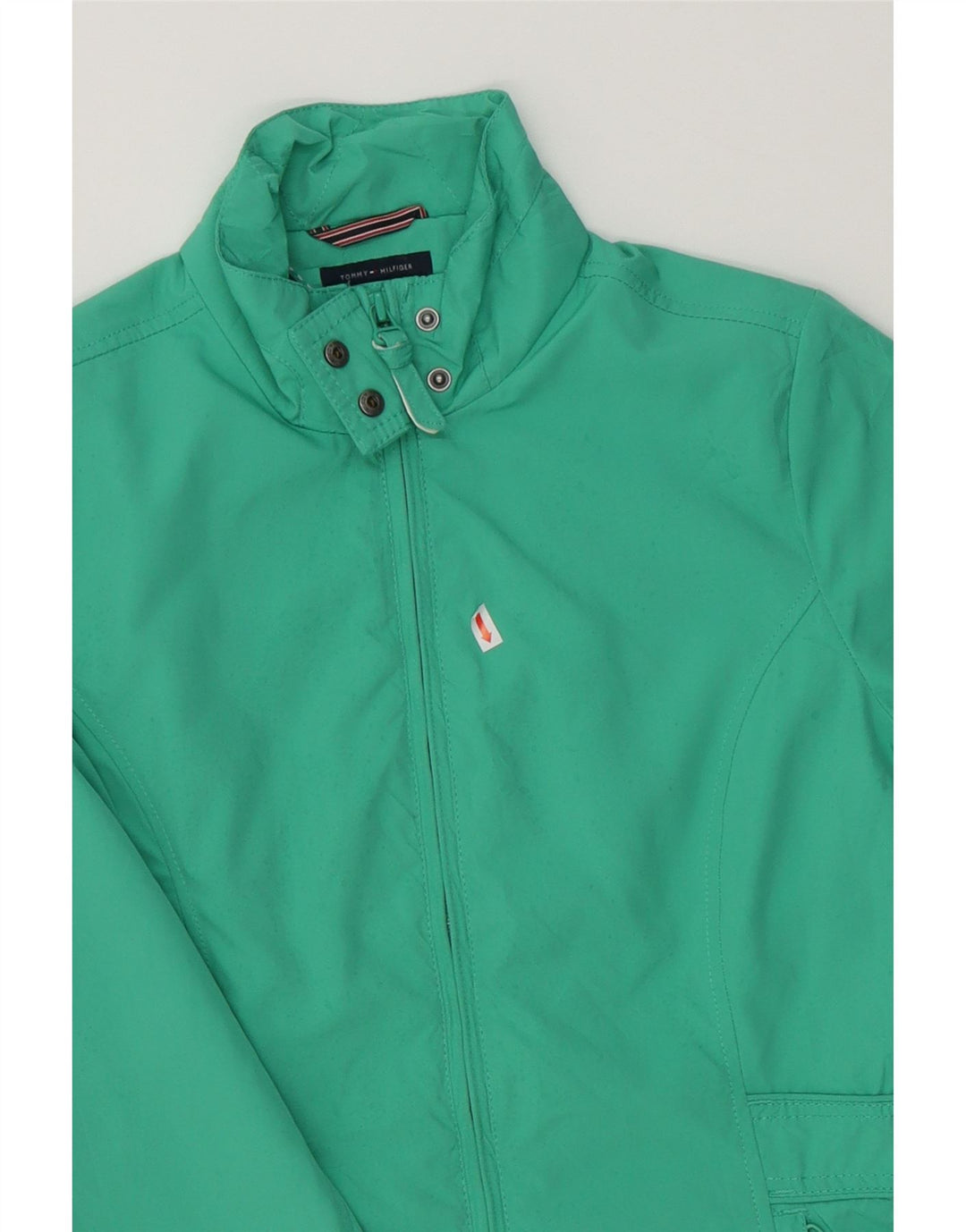 TOMMY HILFIGER Womens Bomber Jacket UK 10 Small Green Polyester Vintage Tommy Hilfiger and Second-Hand Tommy Hilfiger from Messina Hembry 