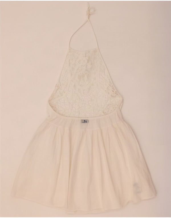 Topshop Abito da donna alla caviglia UK 12 Cotone bianco medio