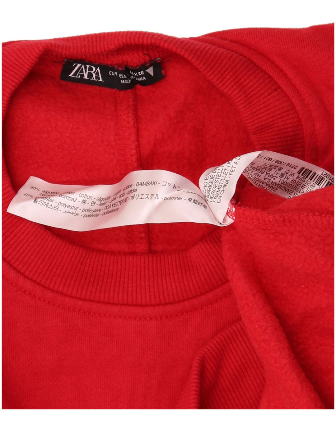 Felpa oversize da donna Zara UK 10 piccola in cotone rosso