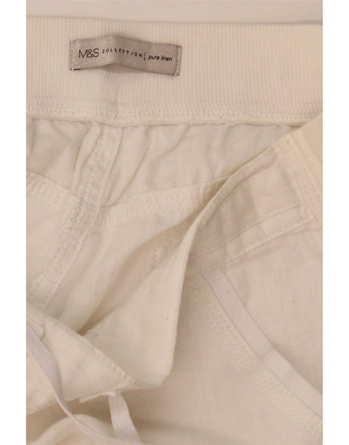 Pantaloni capri dritti da donna Marks & Spencer W32 L21 Lino bianco