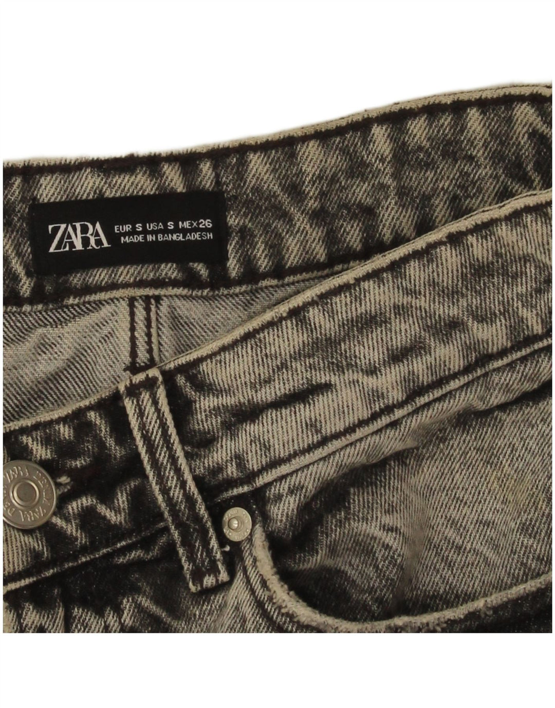 Gonna in denim invecchiato Zara da donna piccola W26 grigia