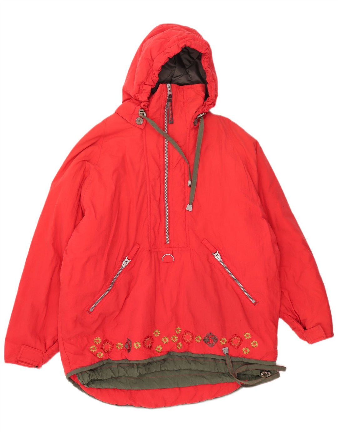Giacca a vento oversize con cappuccio da donna vintage EU 38/40 rossa media