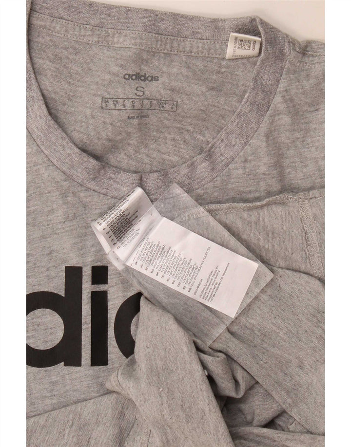 T-shirt grafica da uomo Adidas Top piccola in cotone grigio