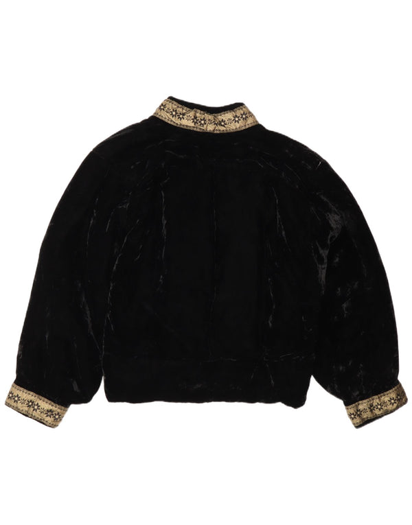 Giacca blazer in velluto da donna vintage UK 16 grande color block nero