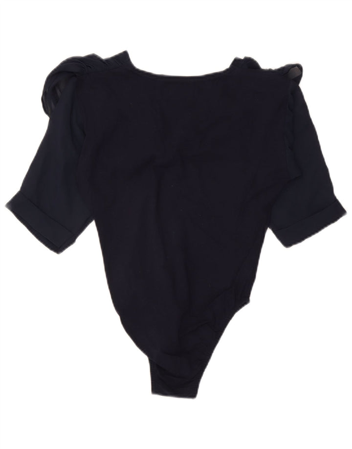 Body da donna vintage UK 8 piccolo floreale blu navy