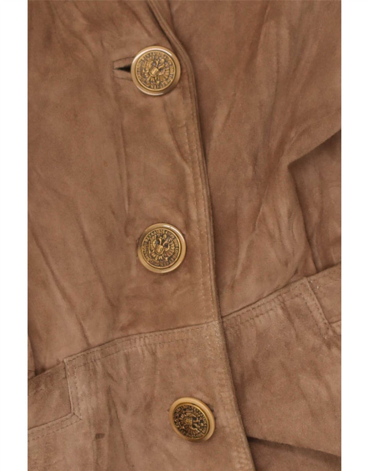 Soprabito vintage da donna in pelle scamosciata UK 14 in pelle beige medio