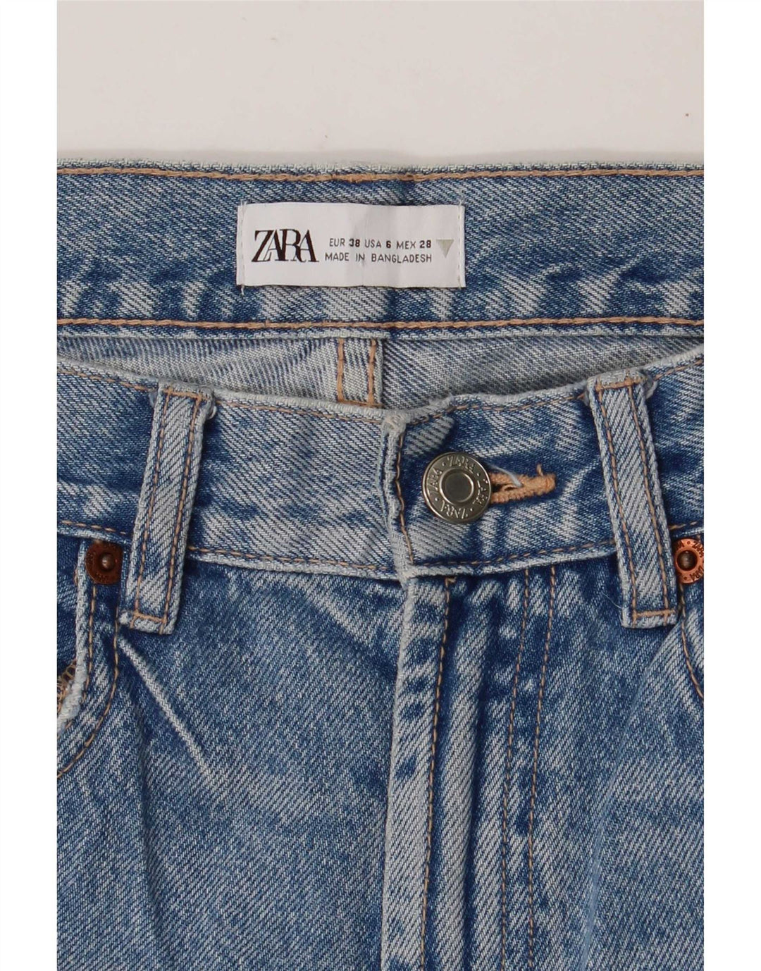 Jeans dritti corti da donna Zara EU 38 piccoli W28 L25 blu
