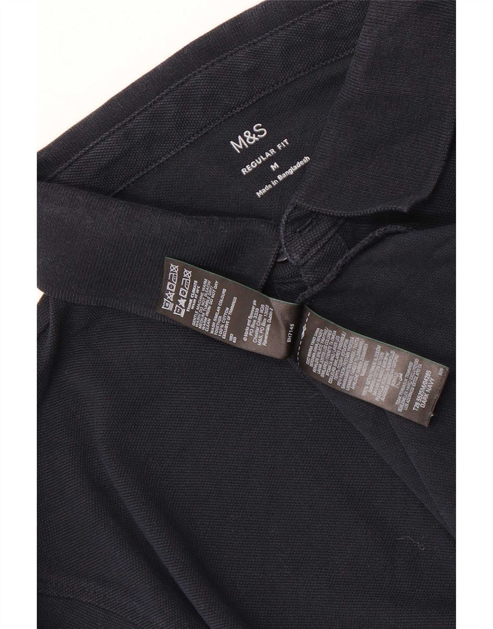Polo Marks & Spencer da uomo a maniche lunghe vestibilità regolare blu navy medio