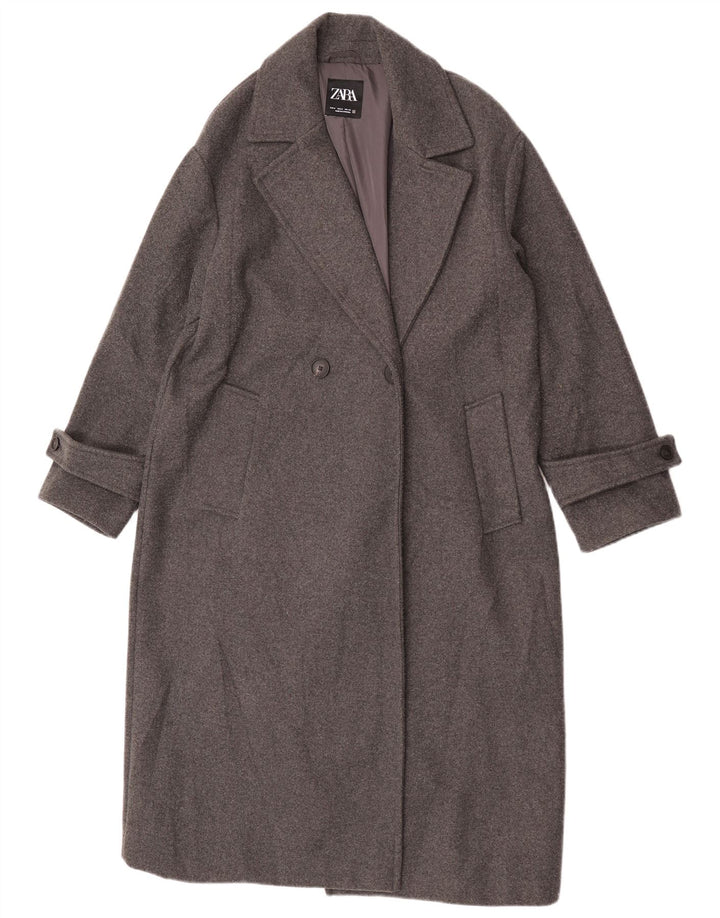 Cappotto doppiopetto da donna Zara UK 14 Poliestere grigio medio