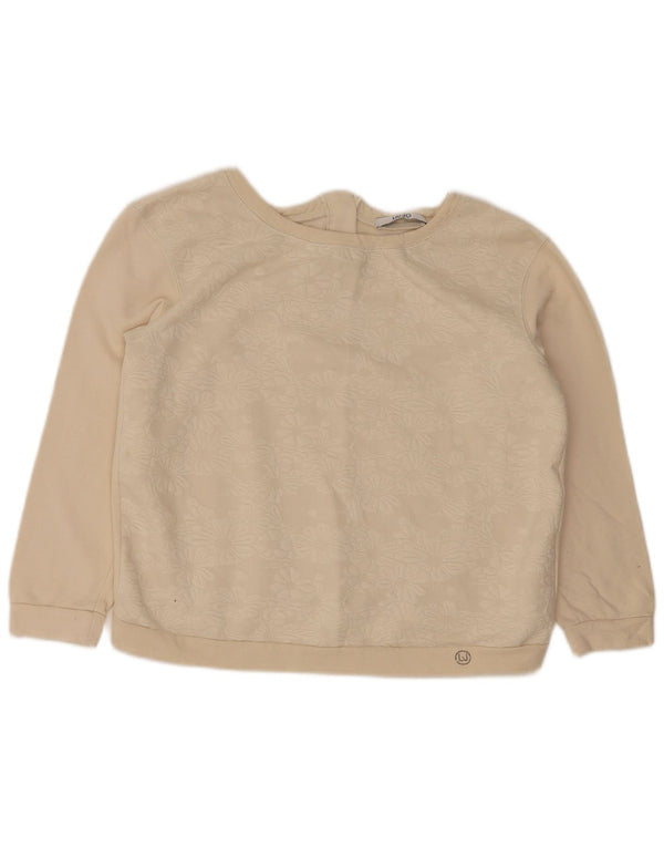 Felpa corta da donna Liu Jo UK 14 cotone floreale bianco sporco medio