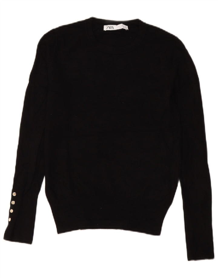 Maglione maglione girocollo da donna Zara UK 10 piccolo in viscosa nera