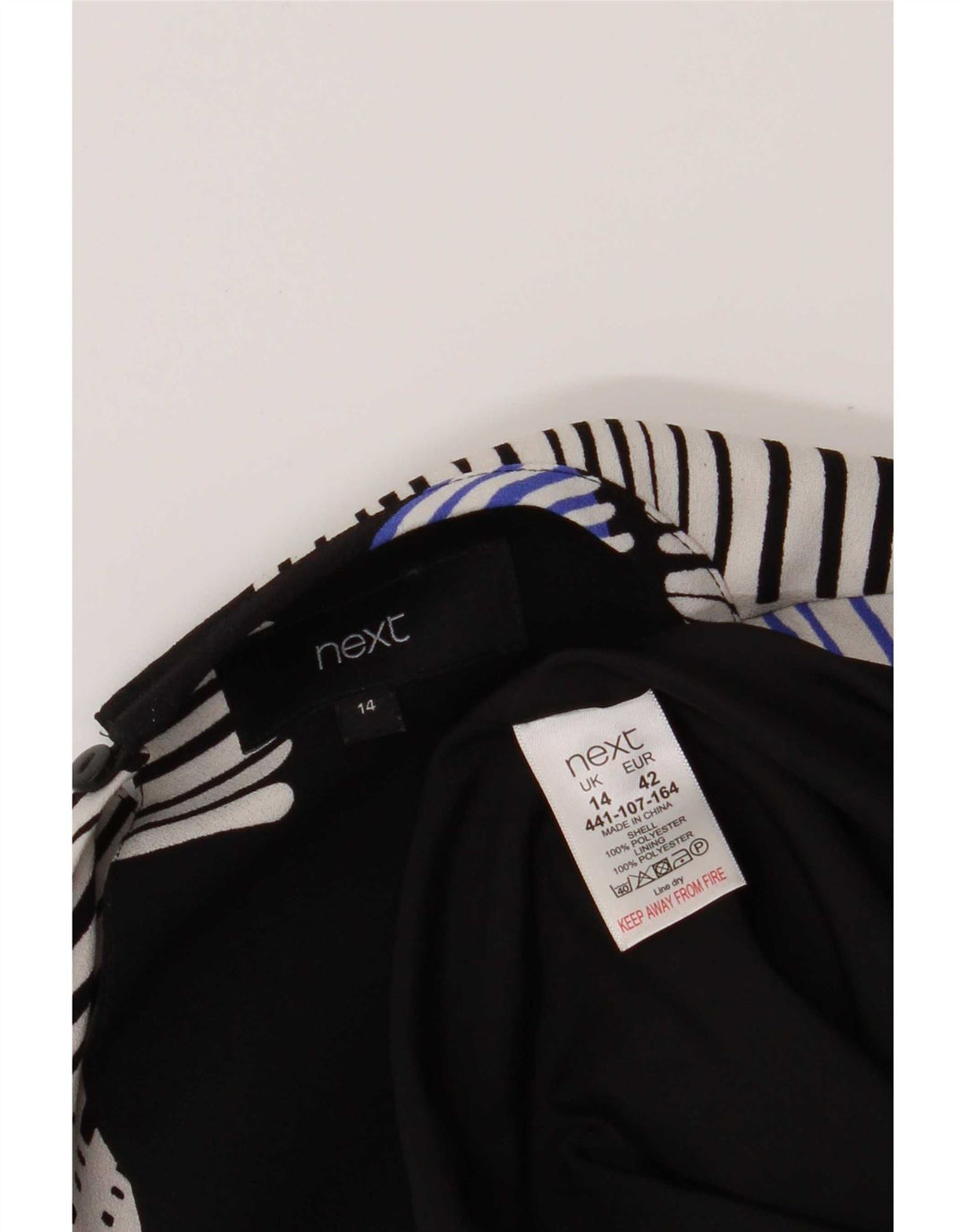 Abito a trapezio da donna successivo UK 14 Grande poliestere geometrico nero