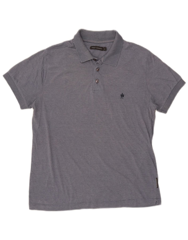 French Connection Mens Polo Shirt XL Navy Blue Flecked Cotton