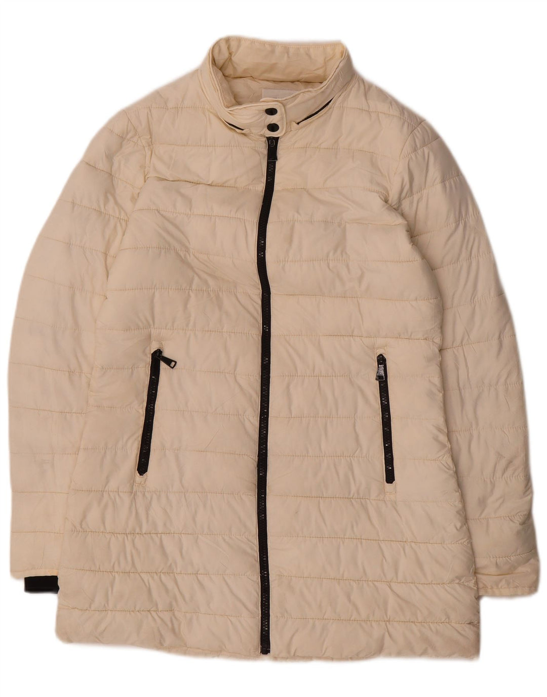 Cappotto imbottito da donna Zara UK 10 piccolo in poliestere bianco sporco