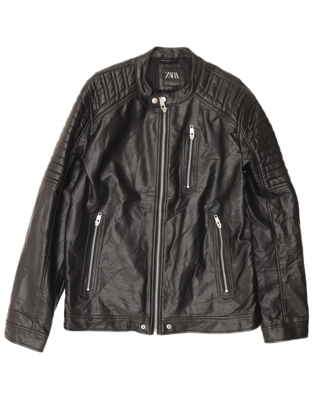 Giacca da uomo in ecopelle Zara UK 42 XL poliestere nero