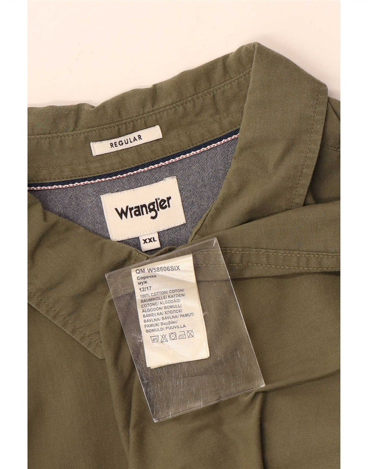 Camicia Wrangler da uomo a maniche corte vestibilità regolare 2XL cotone kaki