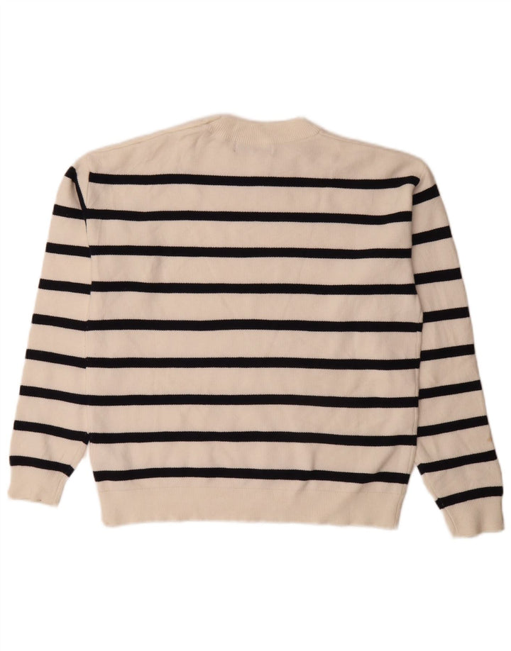 Maglione maglione girocollo da donna Marks & Spencer UK 10 piccolo a righe bianche