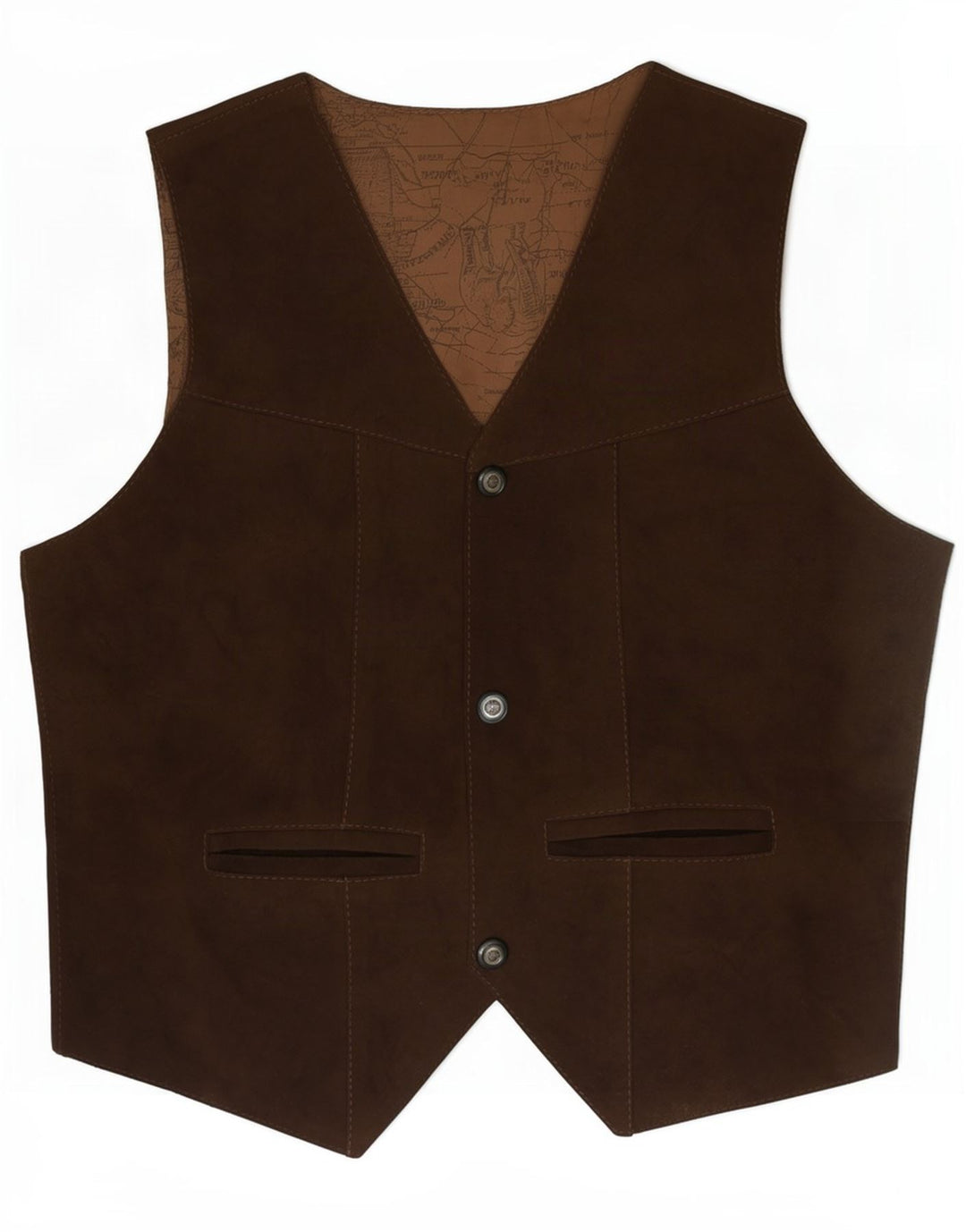 Gilet vintage da uomo in pelle scamosciata piccolo marrone