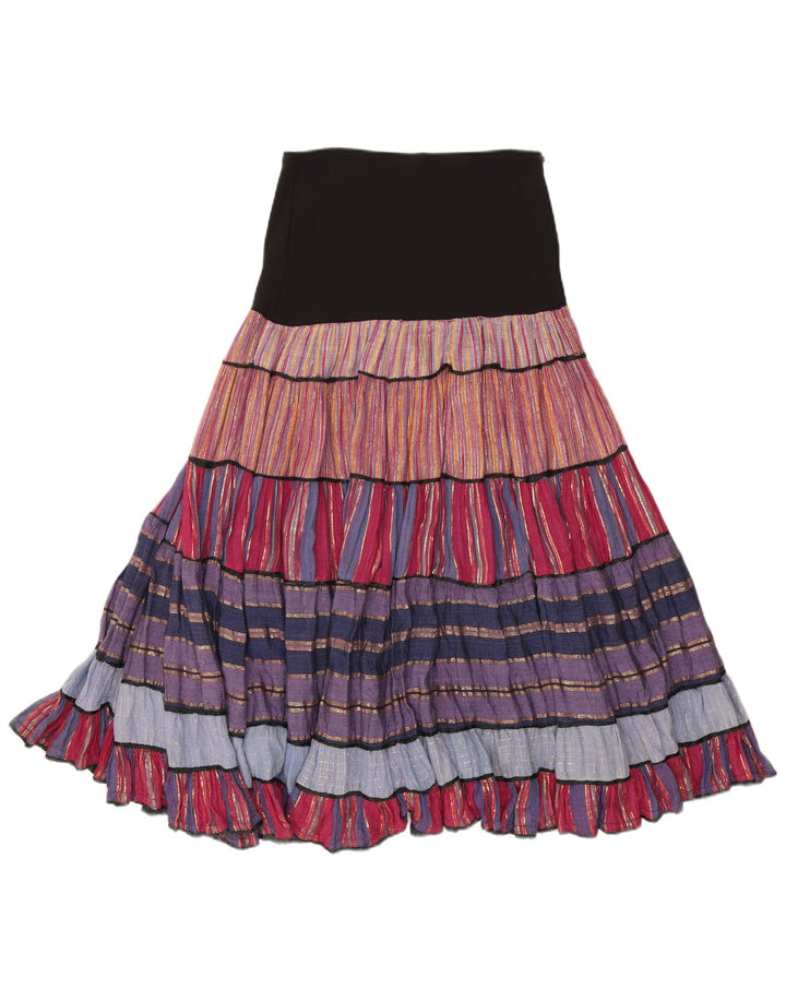 Gonna zingara vintage da donna W27 a righe multicolori medie